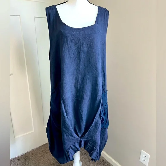 cosima linen dress ASHA by Ashley McCormick Light Blue Cosima Mini Dress XL
